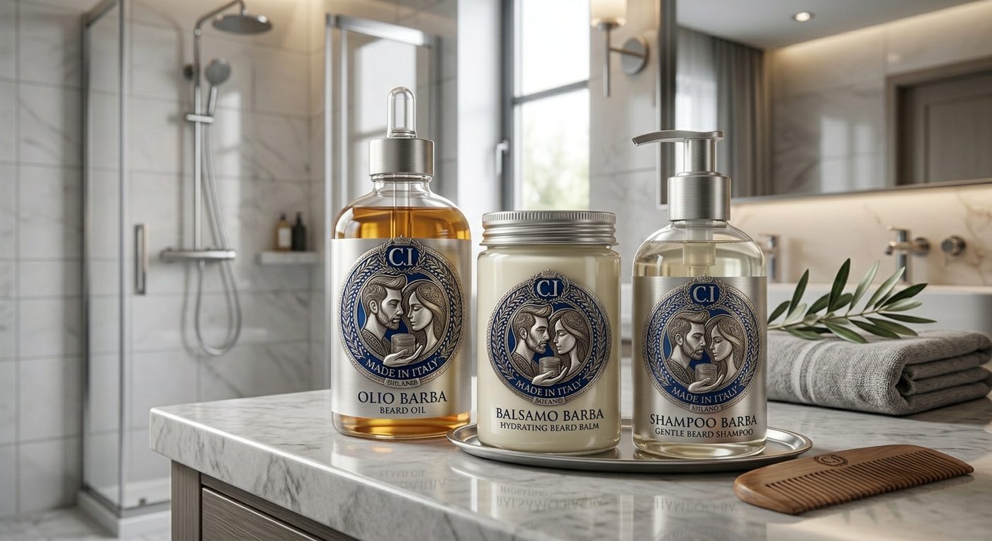 Beard & Skin Set: Nourishing beard oil, Styling beard balm, Gentle beard shampoo