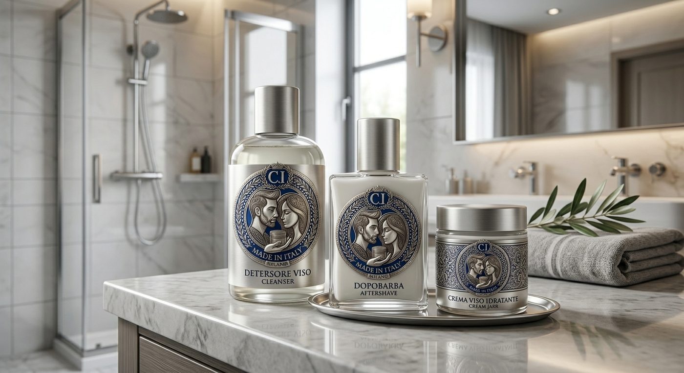 Men's Essentials Set: Daily face cleanser, Soothing alcohol-free aftershave, Light moisturising cream