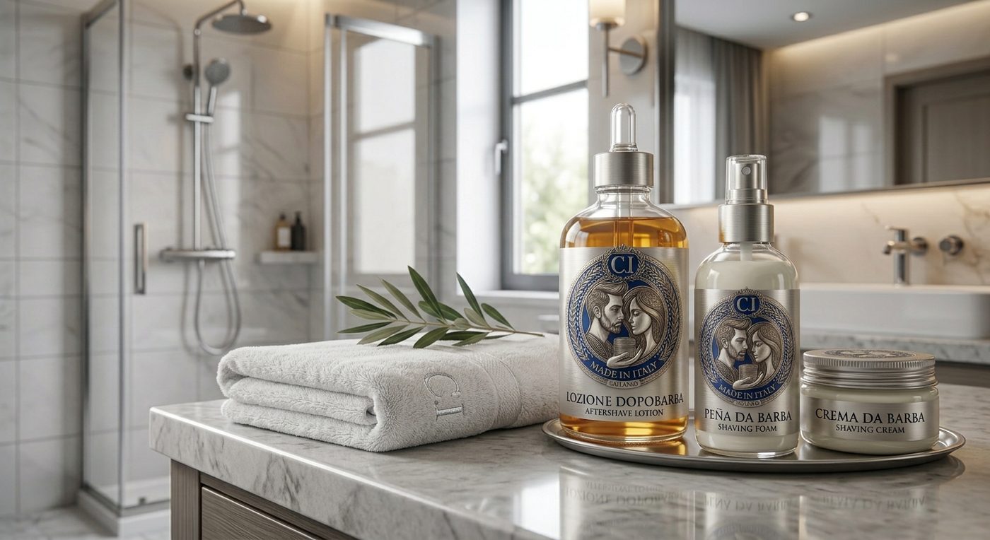 Classic Shave Set: Shaving foam for a warm shave, Refreshing aftershave, 100% cotton cloth